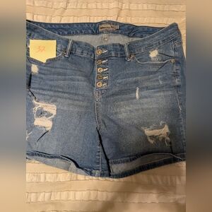 torrid Distressed Medium Blue Jean Shorts